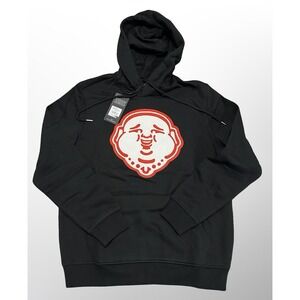 True Religion Embroidered Pullover Hoodie Mens Large Jet Black Streetwear